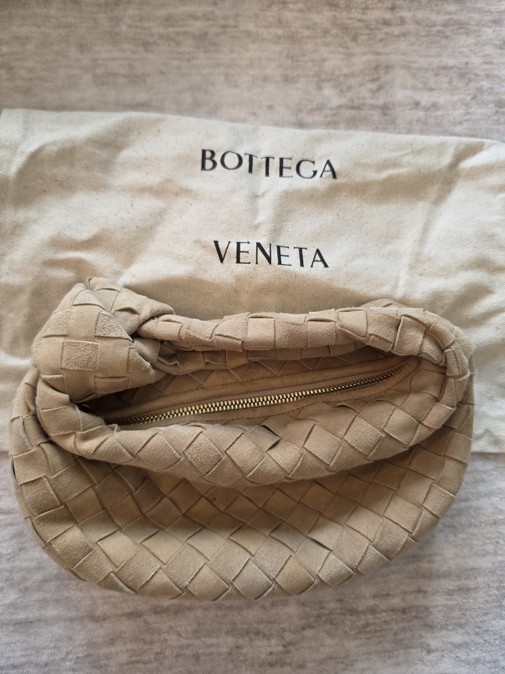 Bottega Like Beige Suede Mini Bag